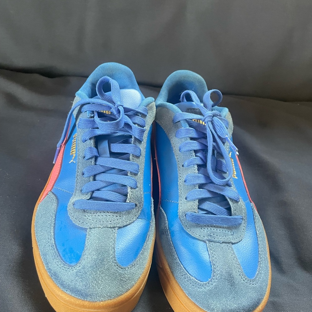Puma Vibrant Blue and Red Sneakers with Gum Sole